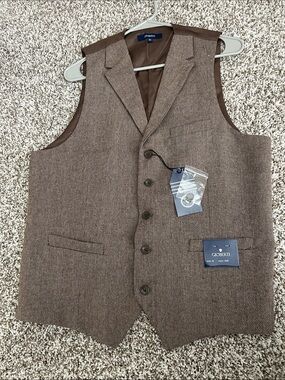 Gioberti Brown Herringbone Men's Vest